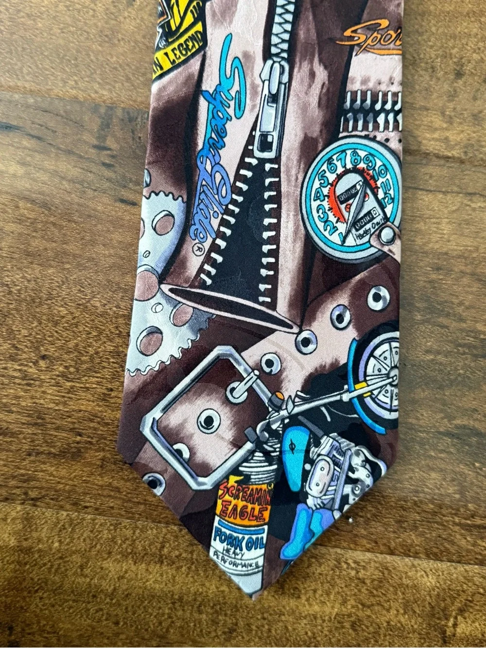 RARE SIGNED Vtg 90s Nicole Miller Limited Edition Harley Davidson Necktie